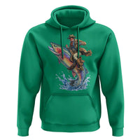 Vintage Cowboy Riding Rainbow Trout Hoodie Funny Fishing Western Rodeo