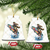 Vintage Cowboy Riding Rainbow Trout Ceramic Ornament Funny Fishing Western Rodeo