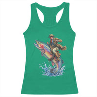 Vintage Cowboy Riding Rainbow Trout Racerback Tank Top Funny Fishing Western Rodeo