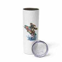 Vintage Cowboy Riding Rainbow Trout Skinny Tumbler Funny Fishing Western Rodeo