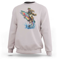 Vintage Cowboy Riding Rainbow Trout Sweatshirt Funny Fishing Western Rodeo