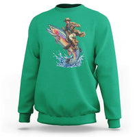 Vintage Cowboy Riding Rainbow Trout Sweatshirt Funny Fishing Western Rodeo