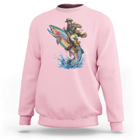 Vintage Cowboy Riding Rainbow Trout Sweatshirt Funny Fishing Western Rodeo