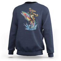 Vintage Cowboy Riding Rainbow Trout Sweatshirt Funny Fishing Western Rodeo