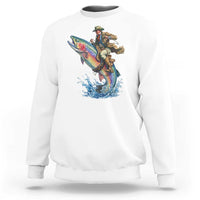 Vintage Cowboy Riding Rainbow Trout Sweatshirt Funny Fishing Western Rodeo
