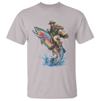 Vintage Cowboy Riding Rainbow Trout T Shirt Funny Fishing Western Rodeo
