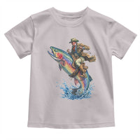 Vintage Cowboy Riding Rainbow Trout Toddler T Shirt Funny Fishing Western Rodeo