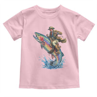 Vintage Cowboy Riding Rainbow Trout Toddler T Shirt Funny Fishing Western Rodeo