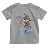 Vintage Cowboy Riding Rainbow Trout Toddler T Shirt Funny Fishing Western Rodeo
