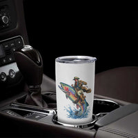 Vintage Cowboy Riding Rainbow Trout Tumbler Cup Funny Fishing Western Rodeo