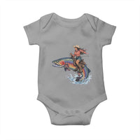 Vintage Cowgirl Riding Rainbow Trout Baby Onesie Funny Fishing Western Rodeo