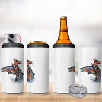 Vintage Cowgirl Riding Rainbow Trout 4 in 1 Can Cooler Tumbler Funny Fishing Western Rodeo