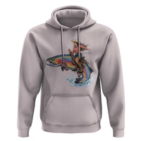 Vintage Cowgirl Riding Rainbow Trout Hoodie Funny Fishing Western Rodeo