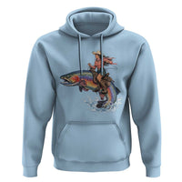 Vintage Cowgirl Riding Rainbow Trout Hoodie Funny Fishing Western Rodeo