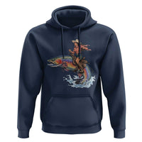 Vintage Cowgirl Riding Rainbow Trout Hoodie Funny Fishing Western Rodeo