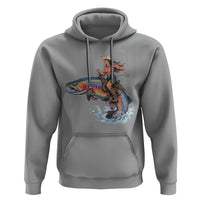 Vintage Cowgirl Riding Rainbow Trout Hoodie Funny Fishing Western Rodeo