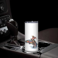 Vintage Cowgirl Riding Rainbow Trout Skinny Tumbler Funny Fishing Western Rodeo
