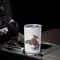 Vintage Cowgirl Riding Rainbow Trout Tumbler Cup Funny Fishing Western Rodeo
