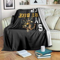 Funny Bigfoot Sasquatch Biker Throw Blanket Is My Dirt Bike OK - Wonder Print Shop