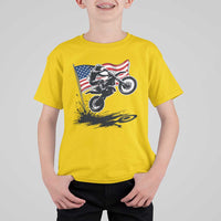 Dirt Bike American Flag Motocross T Shirt For Kid - Wonder Print Shop