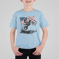Dirt Bike American Flag Motocross T Shirt For Kid - Wonder Print Shop