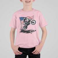 Dirt Bike American Flag Motocross T Shirt For Kid - Wonder Print Shop