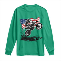 Dirt Bike American Flag Motocross Long Sleeve Shirt - Wonder Print Shop