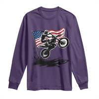 Dirt Bike American Flag Motocross Long Sleeve Shirt - Wonder Print Shop