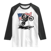 Dirt Bike American Flag Motocross Raglan Shirt - Wonder Print Shop
