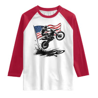 Dirt Bike American Flag Motocross Raglan Shirt - Wonder Print Shop