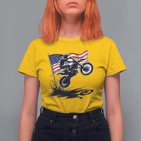 Dirt Bike American Flag Motocross T Shirt For Women - Wonder Print Shop