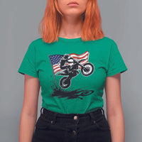 Dirt Bike American Flag Motocross T Shirt For Women - Wonder Print Shop