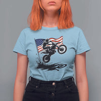 Dirt Bike American Flag Motocross T Shirt For Women - Wonder Print Shop
