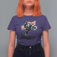 Dirt Bike American Flag Motocross T Shirt For Women - Wonder Print Shop