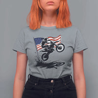 Dirt Bike American Flag Motocross T Shirt For Women - Wonder Print Shop