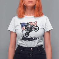 Dirt Bike American Flag Motocross T Shirt For Women - Wonder Print Shop