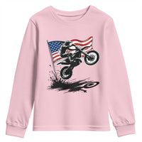 Dirt Bike American Flag Motocross Youth Sweatshirt - Wonder Print Shop