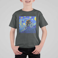 Bigfoot Dirt Bike Sasquatch T Shirt For Kid Starry Night Van Gogh Biker - Wonder Print Shop