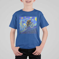 Bigfoot Dirt Bike Sasquatch T Shirt For Kid Starry Night Van Gogh Biker - Wonder Print Shop