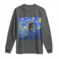 Bigfoot Dirt Bike Sasquatch Long Sleeve Shirt Starry Night Van Gogh Biker - Wonder Print Shop