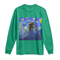 Bigfoot Dirt Bike Sasquatch Long Sleeve Shirt Starry Night Van Gogh Biker - Wonder Print Shop