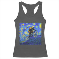 Bigfoot Dirt Bike Sasquatch Racerback Tank Top Starry Night Van Gogh Biker - Wonder Print Shop