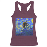 Bigfoot Dirt Bike Sasquatch Racerback Tank Top Starry Night Van Gogh Biker - Wonder Print Shop
