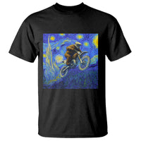 Bigfoot Dirt Bike Sasquatch T Shirt Starry Night Van Gogh Biker - Wonder Print Shop