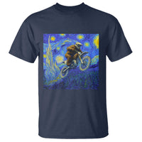 Bigfoot Dirt Bike Sasquatch T Shirt Starry Night Van Gogh Biker - Wonder Print Shop