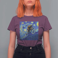 Bigfoot Dirt Bike Sasquatch T Shirt For Women Starry Night Van Gogh Biker - Wonder Print Shop