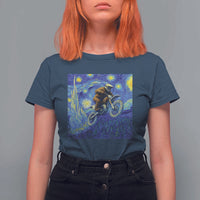 Bigfoot Dirt Bike Sasquatch T Shirt For Women Starry Night Van Gogh Biker - Wonder Print Shop