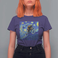 Bigfoot Dirt Bike Sasquatch T Shirt For Women Starry Night Van Gogh Biker - Wonder Print Shop