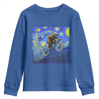 Bigfoot Dirt Bike Sasquatch Youth Sweatshirt Starry Night Van Gogh Biker - Wonder Print Shop