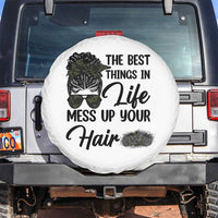 Funny Biker Woman Spare Tire Cover The Best Things In Life Mess Up Your Hair - Wonder Print Shop